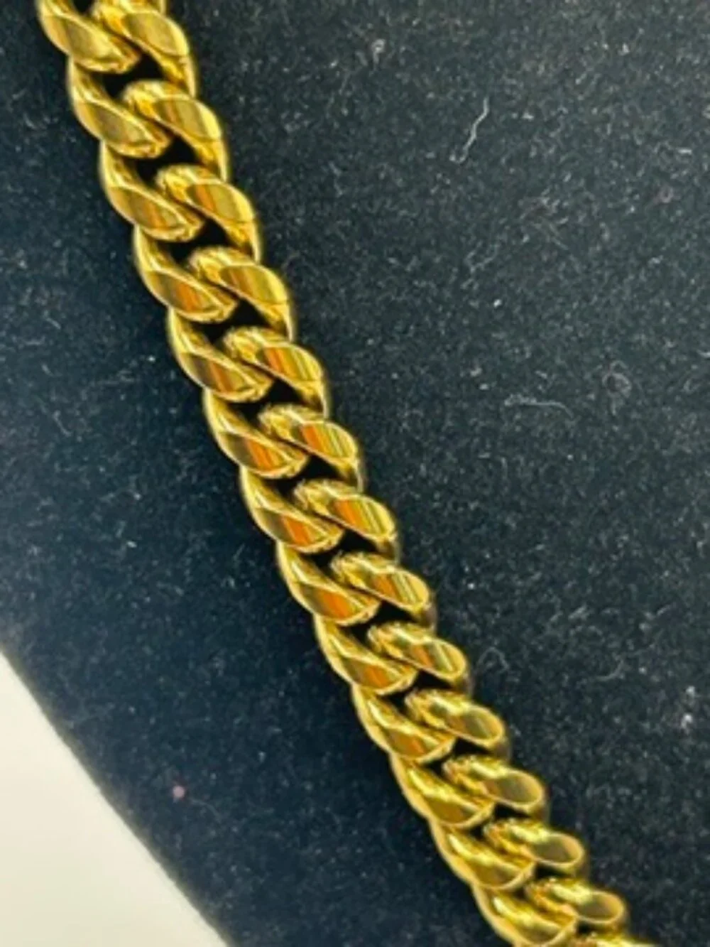 Real Gold Cuban Chain 8mm 20 Inch Stainless Steel Plated Solid Waterproof Mens